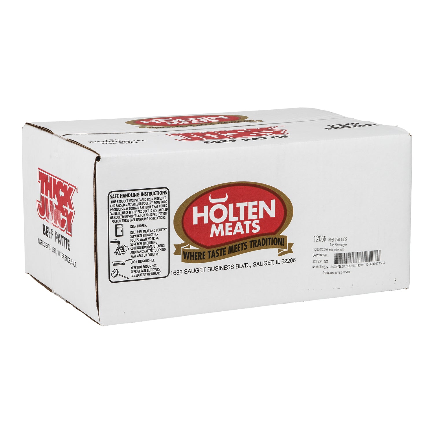Beef Patty Thick N Juicy Homestyle 6 Ounce Size - 40 Per Case.