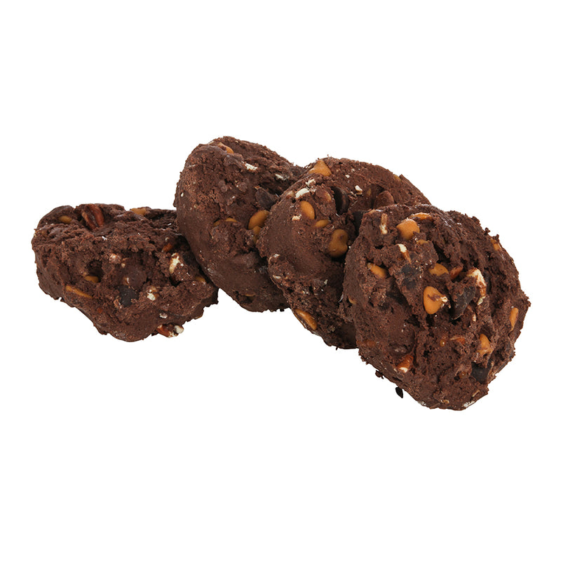 Turtle Chocolate Frozen Cookie Dough With Caramel Pecans And Caramel Flavored Chips 2 Ounce Size - 160 Per Case.