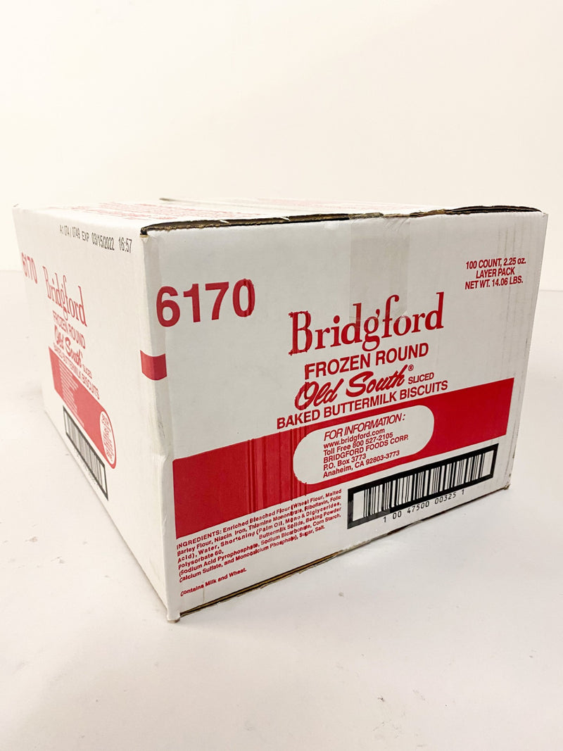 Bridgford Old South Buttermilk Biscuits Sliced Layer 100 Piece - 1 Per Case.