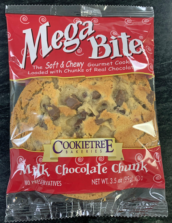 Cookietree Gourmet Milk Chocolate Chunk Megabite Individually Wrapped Thaw & Serve Cookie 3.5 Ounce Size - 56 Per Case.