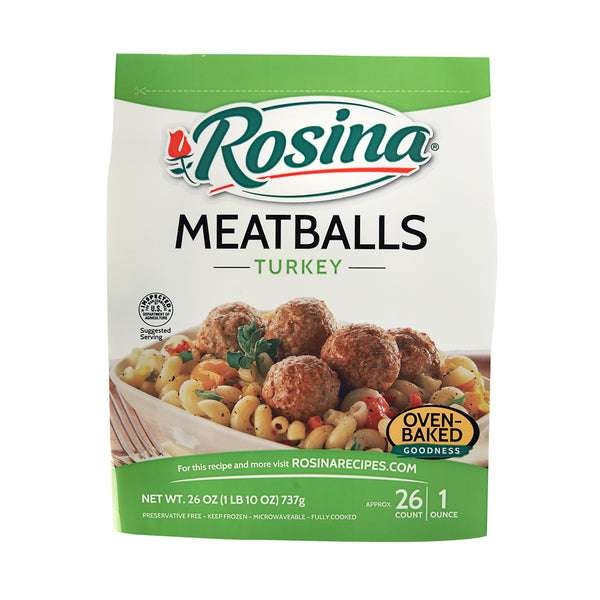 Rosina Turkey Meatballs 26 Ounce Size - 8 Per Case.
