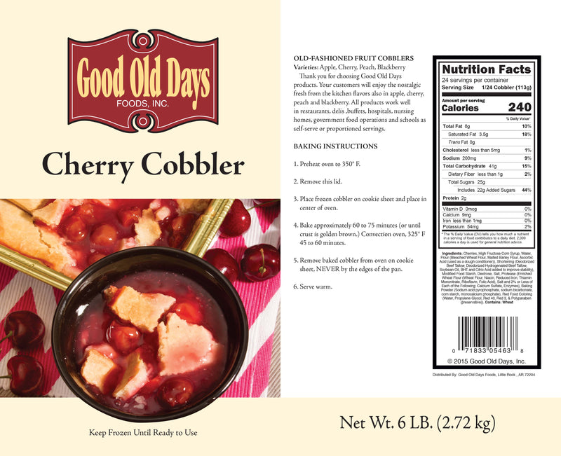 Cherry Cobbler 6 Pound Each - 4 Per Case.