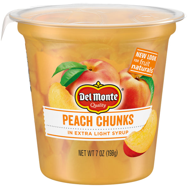 Del Monte® Yellow Cling Peach Chunks In Extra Light Syrup Cup 7 Ounce Size - 12 Per Case.