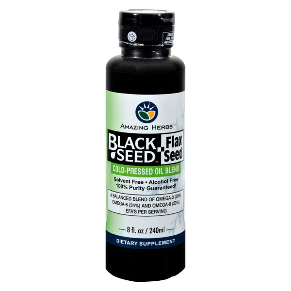 Amazing Herbs - Black Seed Oil Blend - Flax Seed Oil - 8 Ounce