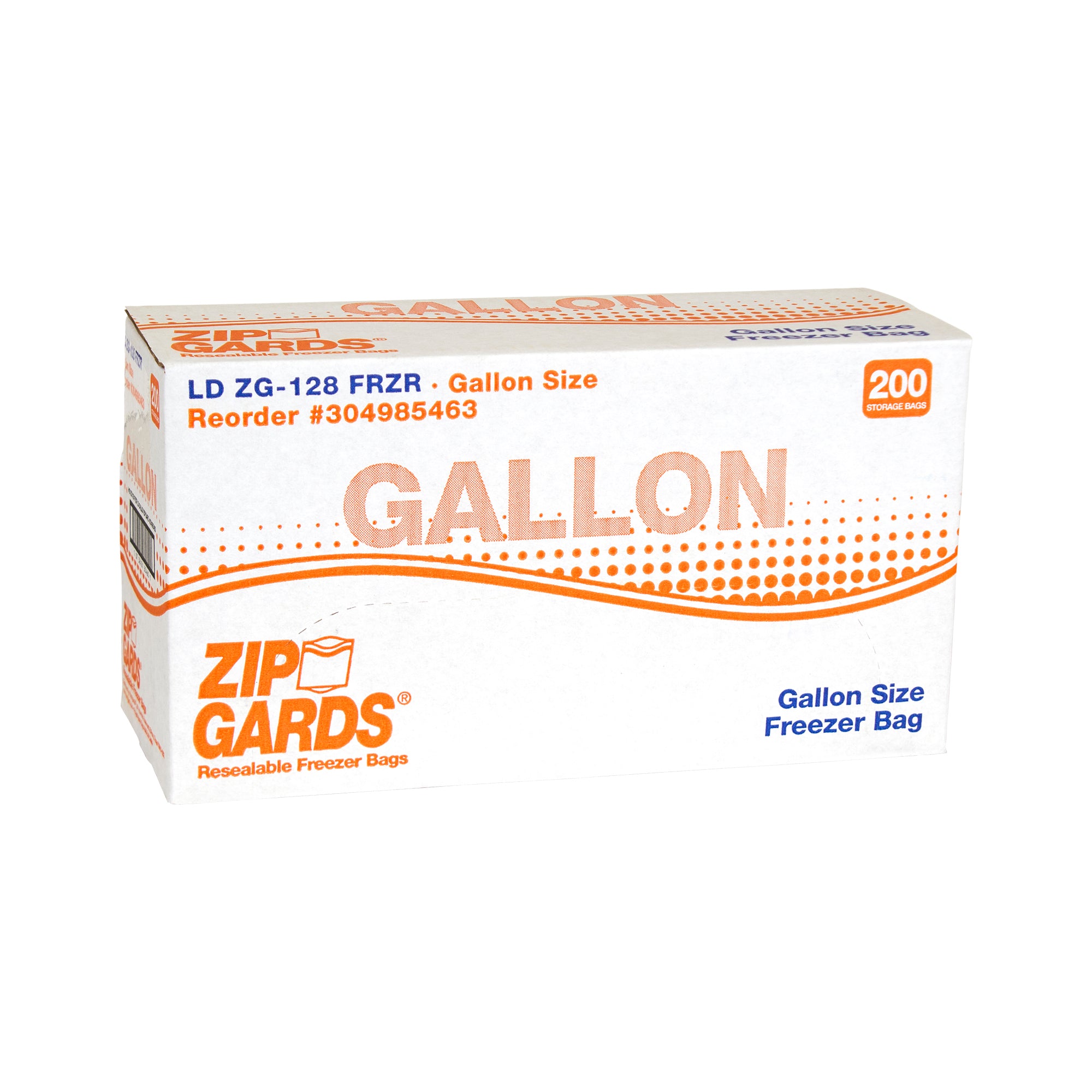 Zipgard Freezer Bag ZG-128 Gallon Size 2.7 Mil Low Density Clear Resealable Dispenser Pack 200 Each - 1 Per Case.