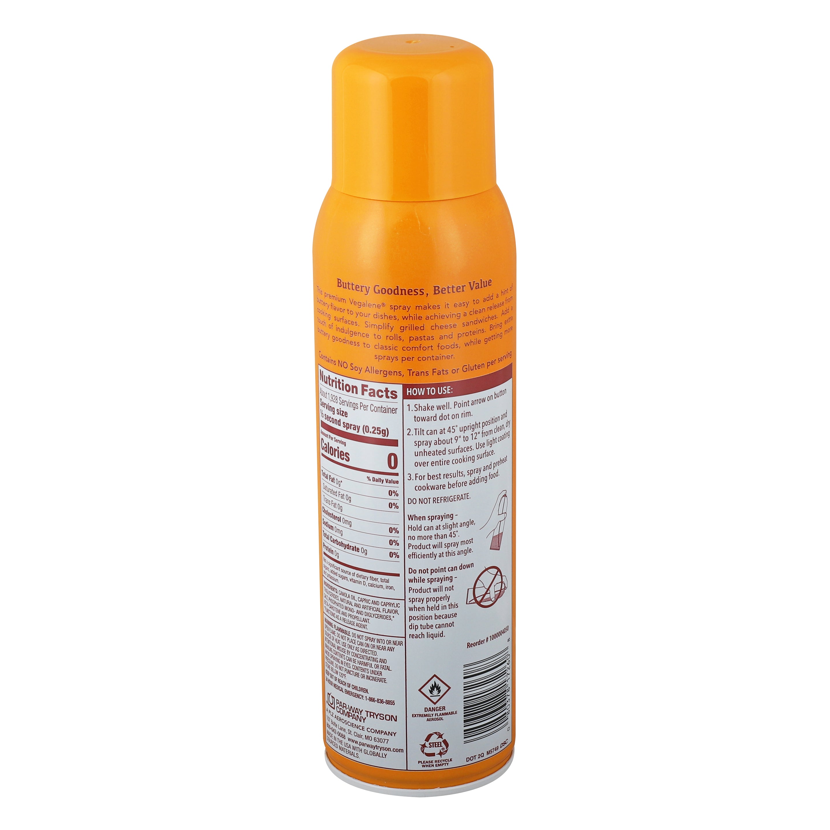 Vegalene Buttery Cooking Spray Food Release Spray 17 Ounce Size - 6 Per Case.