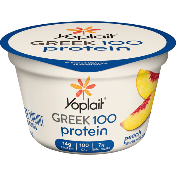 Yoplait® Greek Protein Yogurt Single Serve Cup Peach 5.3 Ounce Size - 12 Per Case.