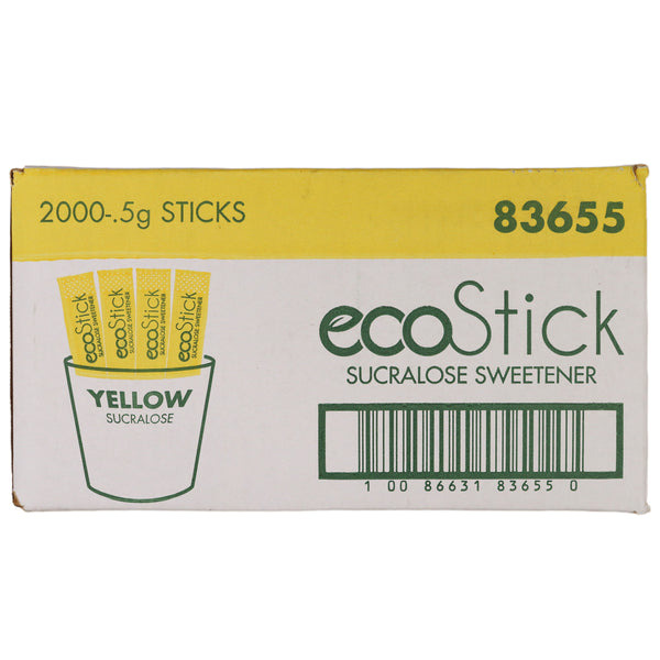 Ecostick Sugar Sweetened Sucralose Yellow Sticks 0.5 Grams Each - 2000 Per Case.