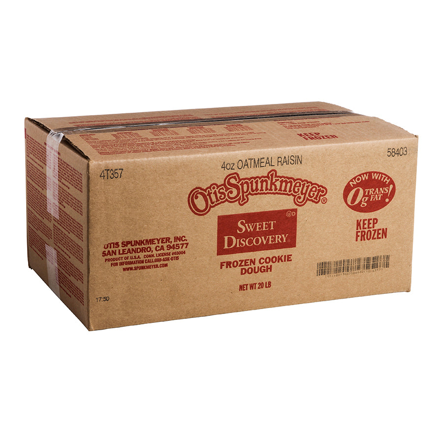 Frozen Cookie Dough Oatmeal Raisin Bulk Bag 4 Ounce Size - 80 Per Case.
