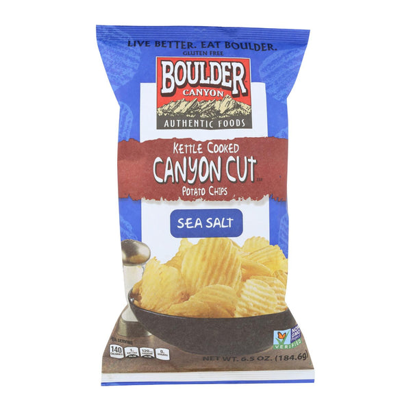 Boulder Canyon - Kettle Cooked Canyon Cut Potato Chips -Natural - Case of 12 - 6.5 Ounce