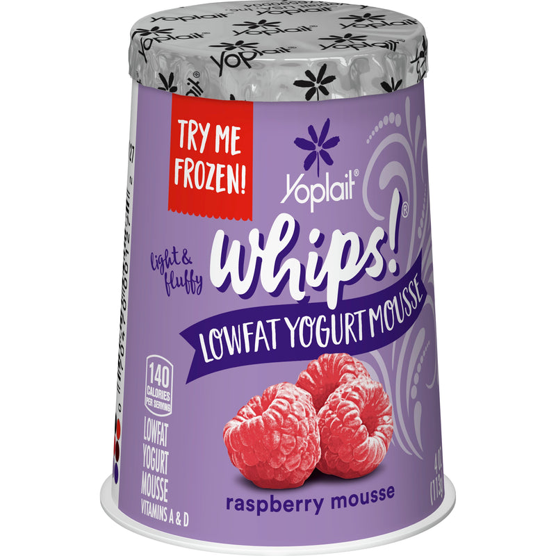 Yoplait® Whips® Yogurt Mousse Single Serve Cup Raspberry Mousse 4 Ounce Size - 12 Per Case.