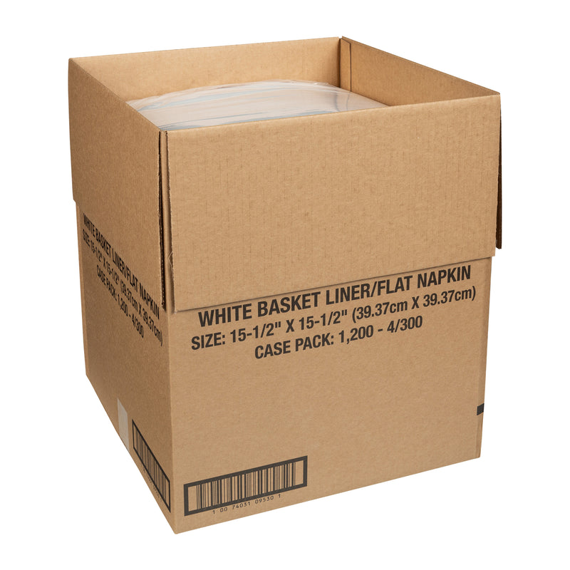 Liner Basket White No Fold Dinner Napkin Point To Point Emb 300 Each - 4 Per Case.