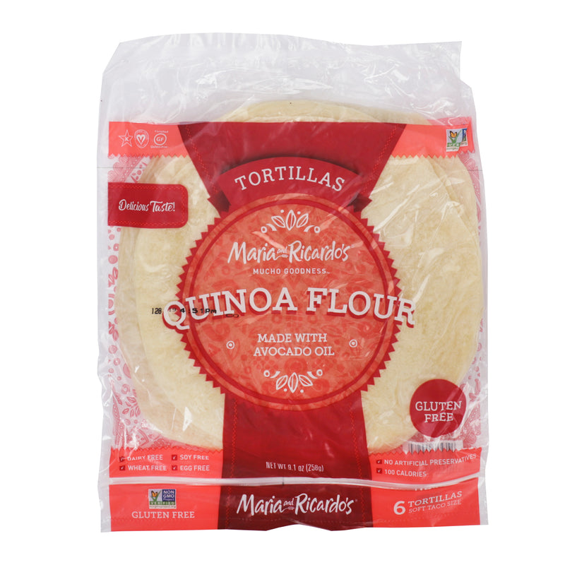 Maria & Ricardo's Quinoa Flour Gluten Free Tortillas 8 Inch 6 Count Packs - 6 Per Case.