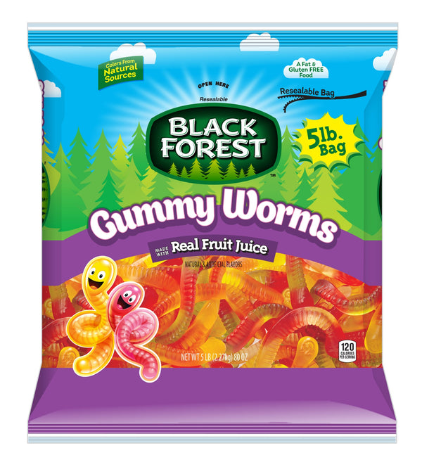 Black Forest Gummy Worms 5 Pound Each - 6 Per Case.