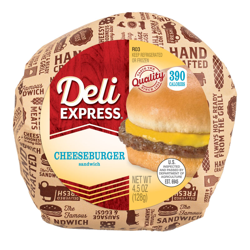 Deli Express Cheeseburger 4.5 Ounce Size - 12 Per Case.