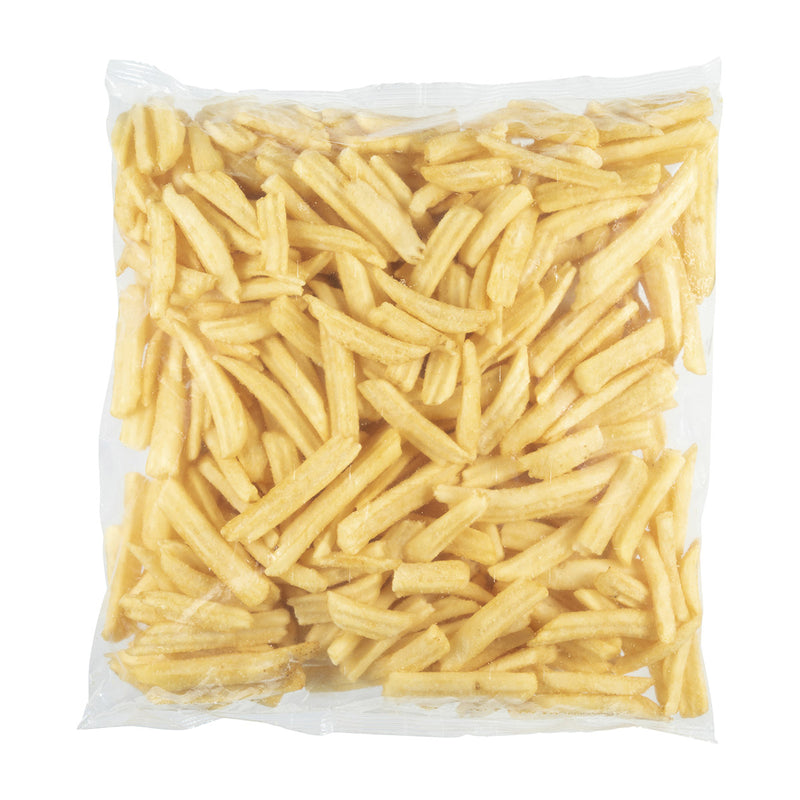 Simplot Conquest Delivery 8"x4" Clear Coated Tin Roof Fries 5 Pound Each - 6 Per Case.
