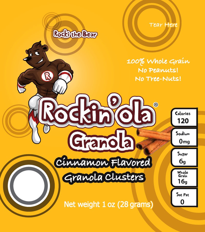 Rockin'ola Cinnamon Granola Snack 28 Grams Each - 250 Per Case.