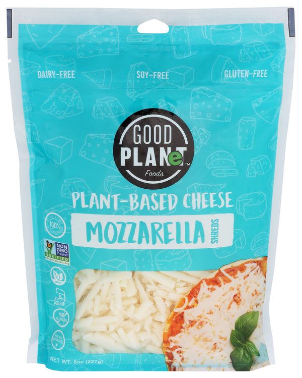Good Planet Foods Mozzarella Shreds Plant Based Cheese 8 Ounce Size - 7 Per Case.