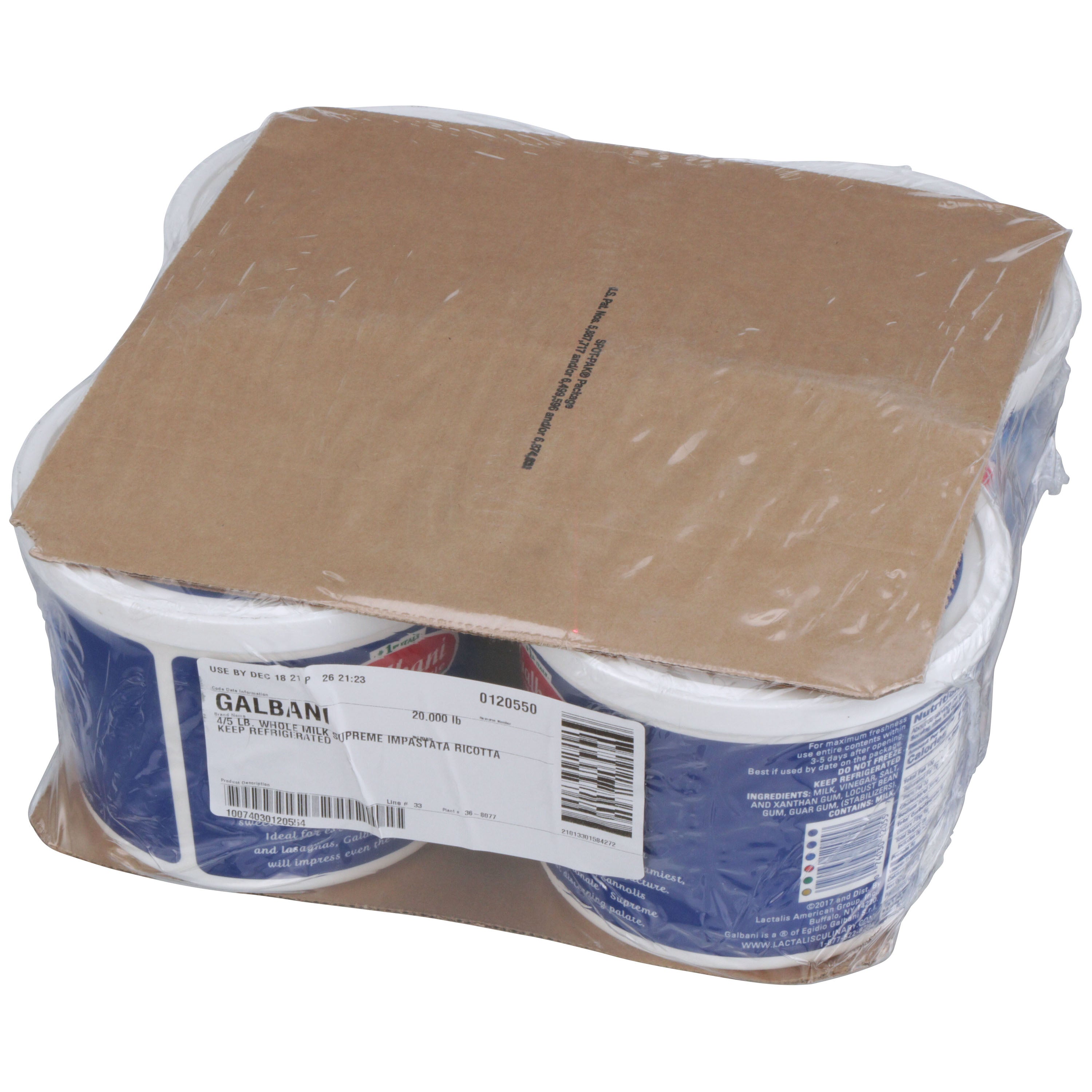 Galbani Whole Milk Supreme Impastata Ricotta 5 Pound Each - 4 Per Case.
