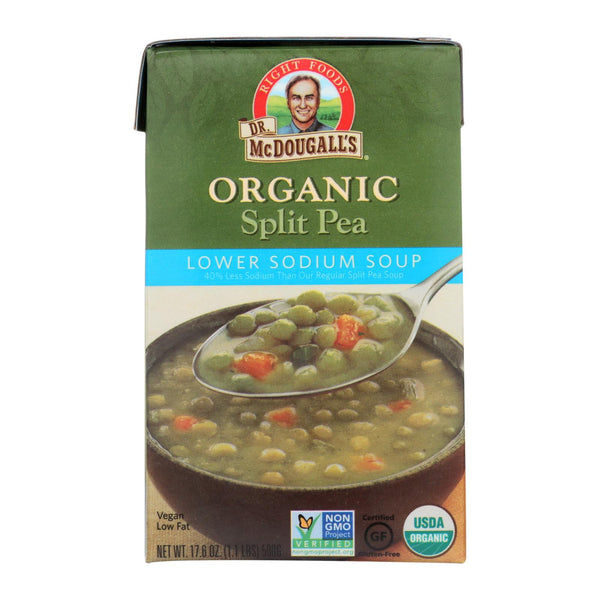 Dr. McDougall's Organic Split Pea Lower Sodium Soup - Case of 6 - 17.6 Ounce.