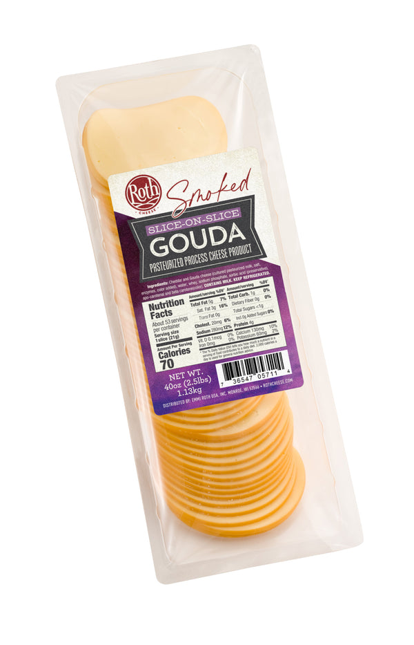 Cheese Sos Smoked Gouda Flavored Slices 2.5 Pound Each - 4 Per Case.