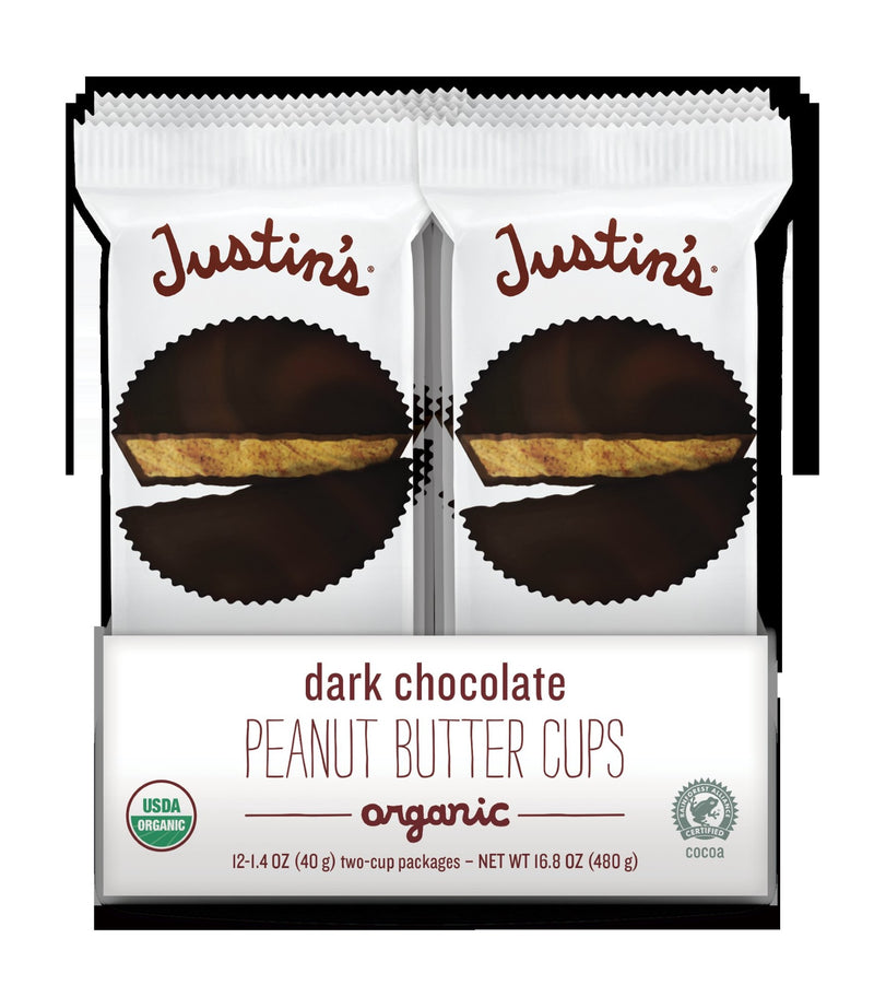 Justin's Dark Chocolate Peanut Butter Cup 1.4 Ounce Size - 72 Per Case.