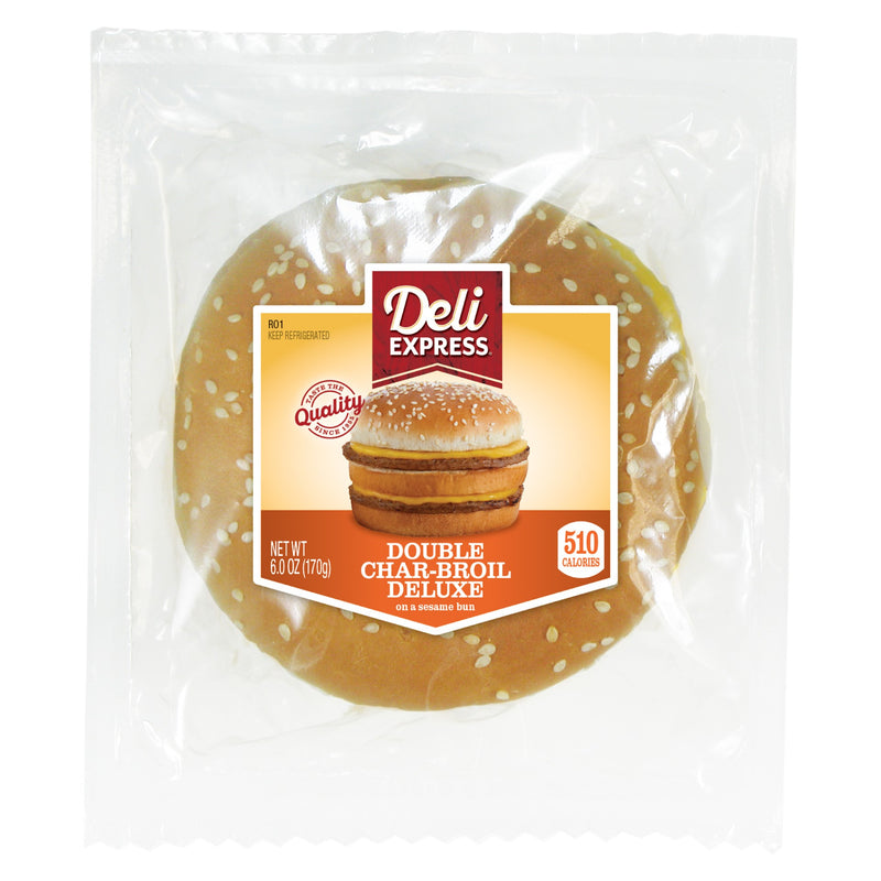 Deli Express Double Char Broil Deluxe 6 Ounce Size - 8 Per Case.