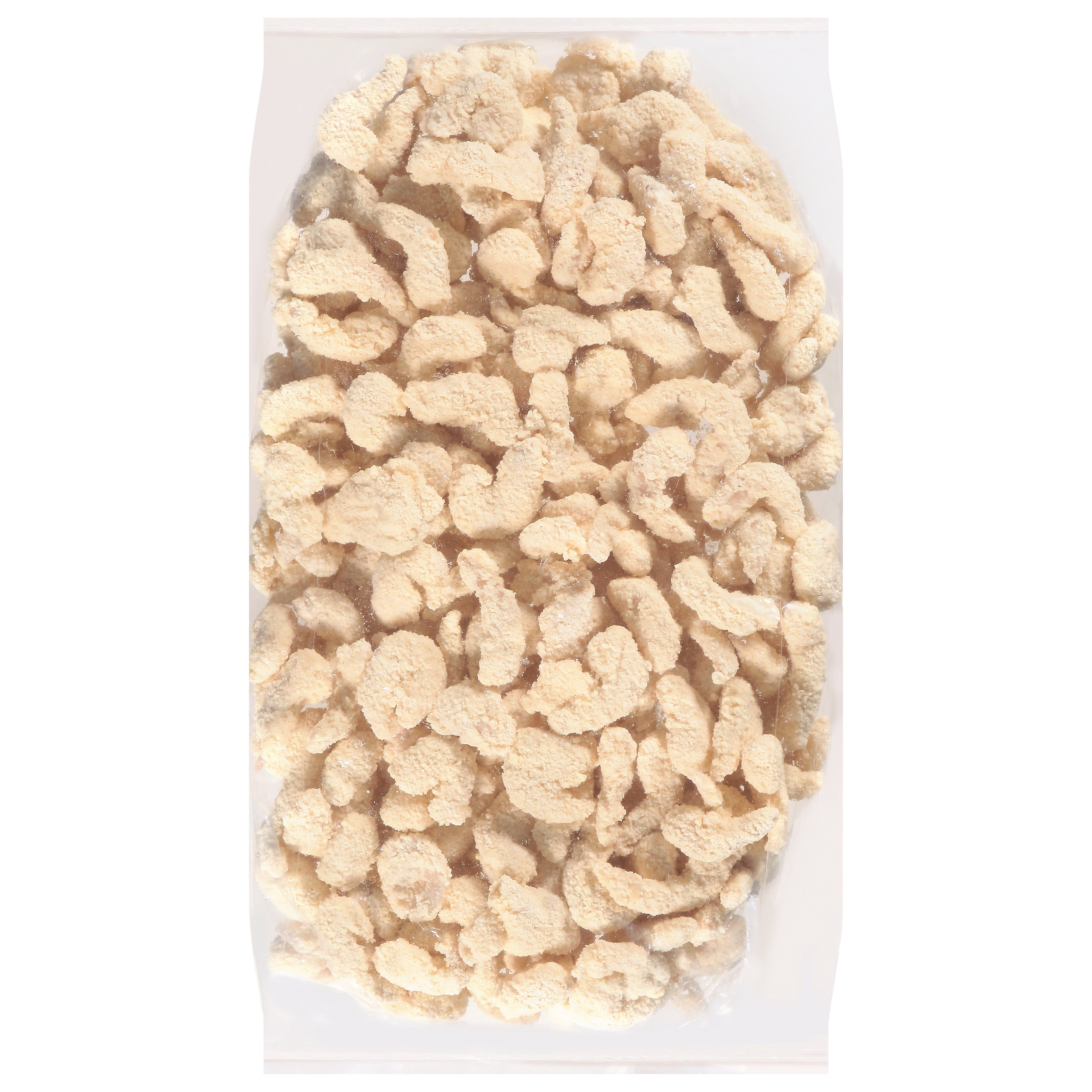 Raw Breaded Popcorn Style Shrimp Rounds Tail Off 3 Pound Each - 4 Per Case.
