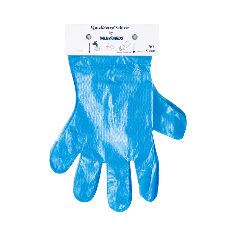 Glove Poly Quick Serve Blue One Size Fits All 50 Each - 20 Per Case.