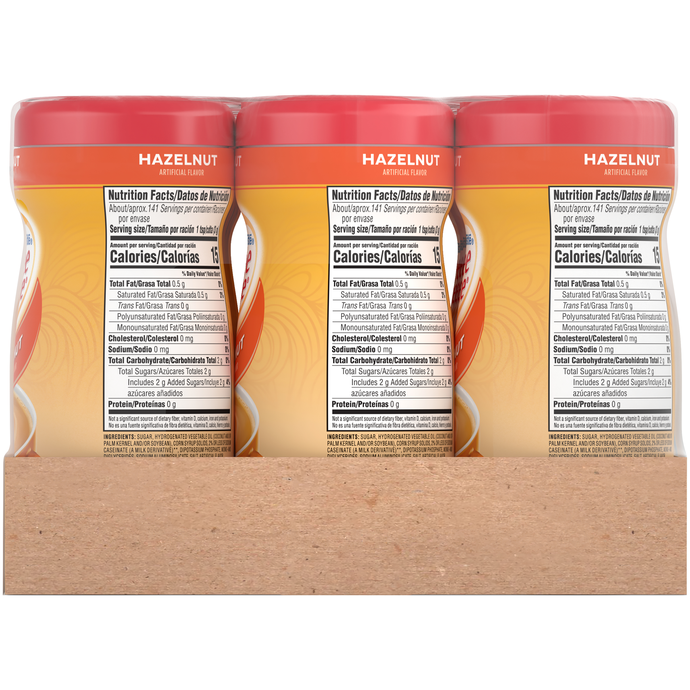 Coffee Mate Hazelnut XCanister 14.991 Ounce Size - 12 Per Case.