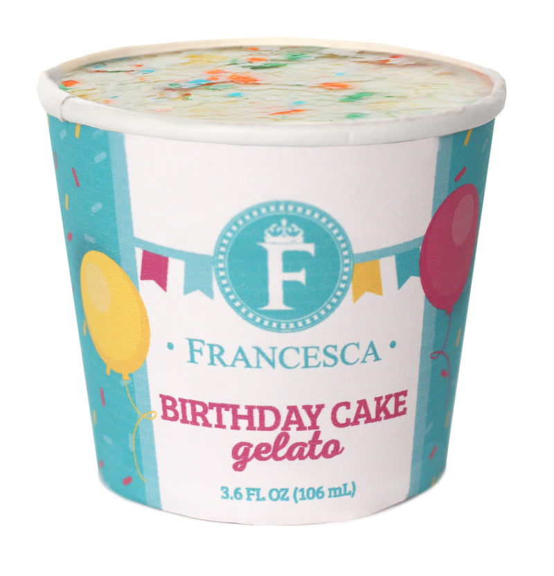Francesca Birthday Cake Mini Cup Gelato 48 Count Packs - 1 Per Case.
