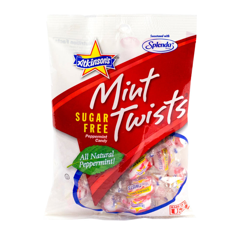 Mint Twists Sugar Free Peg Bag 3.75 Ounce Size - 12 Per Case.