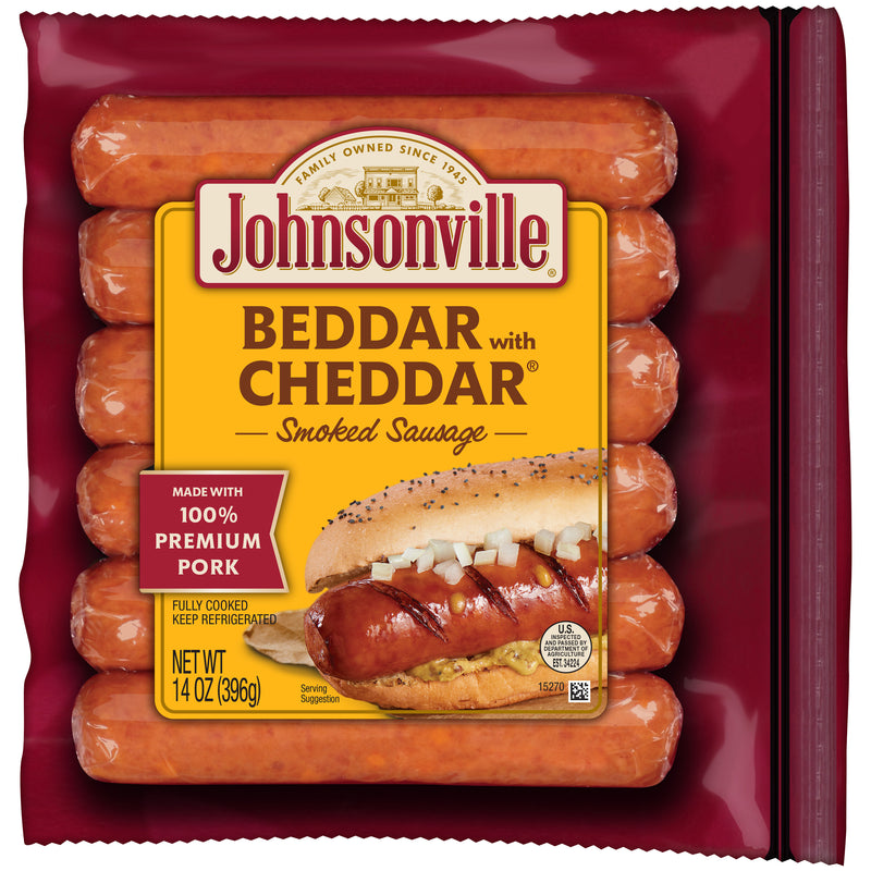 Johnsonville Cooked Beddar With Cheddar Porksausage Links Packagect 14 Ounce Size - 10 Per Case.
