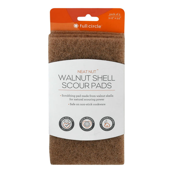 Full Circle Home - Scour Pads Neat Nut Walnut Shell - Case of 12 - 3 Count