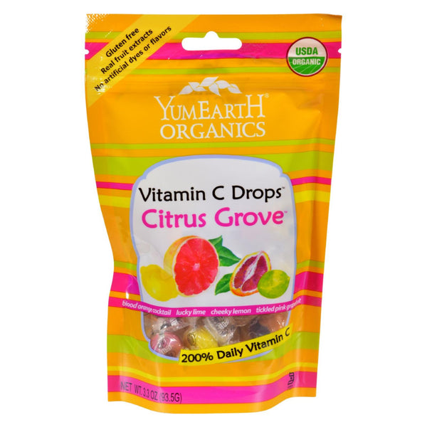 Yummy Earth Organic Vitamin C Drops - Citrus Grove - Case of 6 - 3.3 Ounce