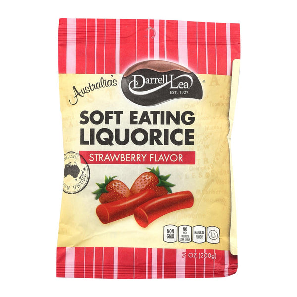 Darrell Soft Eating Liquorice - Strawberry - Case of 8 - 7 Ounce.