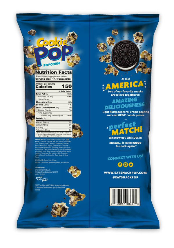 Oreo Cookie Pop Popcorn 5.25 Ounce Size - 12 Per Case.