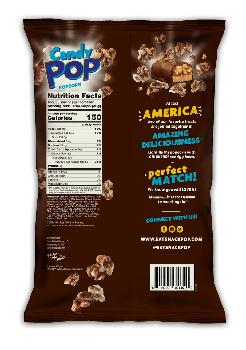 Snickers Cookie Pop Popcorn 5.25 Ounce Size - 12 Per Case.