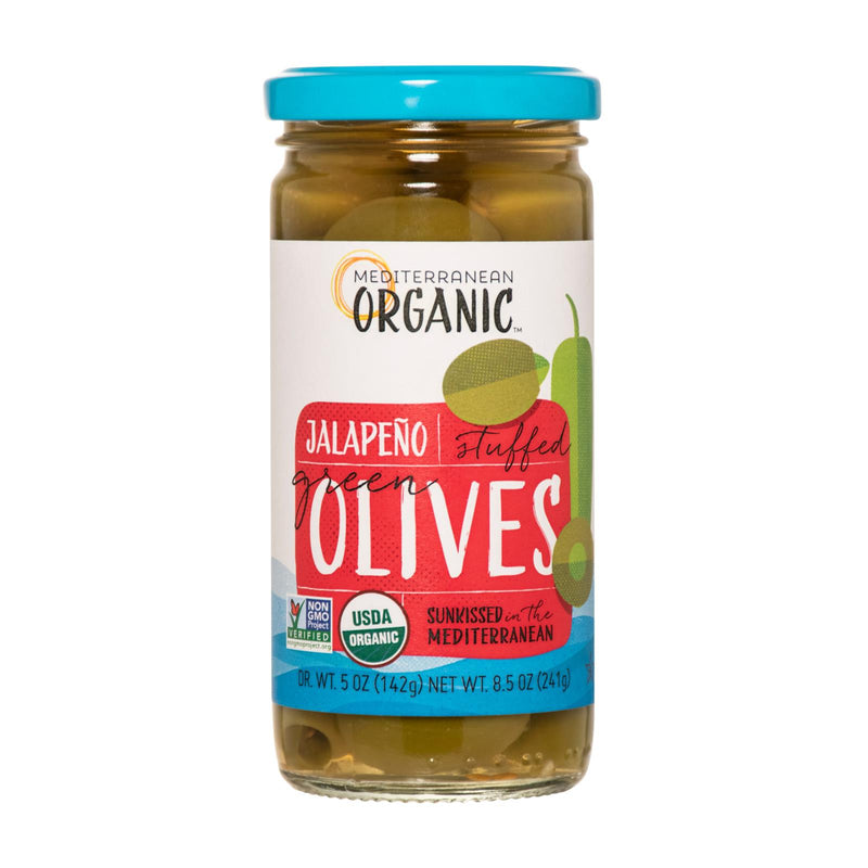 Mediterranean Organic Organic Stuffed Green Olives Jalapeno Peppers - Case of 12 - 8.5 Ounce