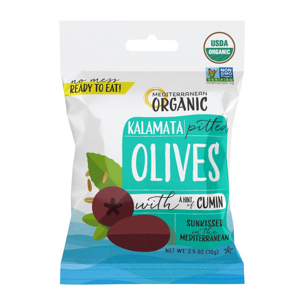 Mediterranean Organic Organic Kalamata Pitted Olives with Herbs and Spices - Case of 12 - 2.5 Ounce