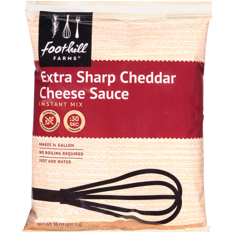 Foothill Farms Extra Sharp Cheddar Cheese Sauce Instant Mix 15 Ounce Size - 16 Per Case.