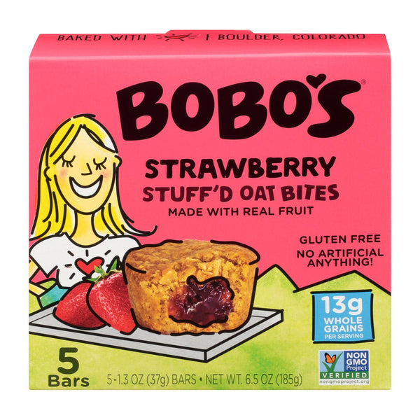 Bobo's Oat Bars - Stuffed Bites Strawberry - Case of 6 - 6.5 Ounce