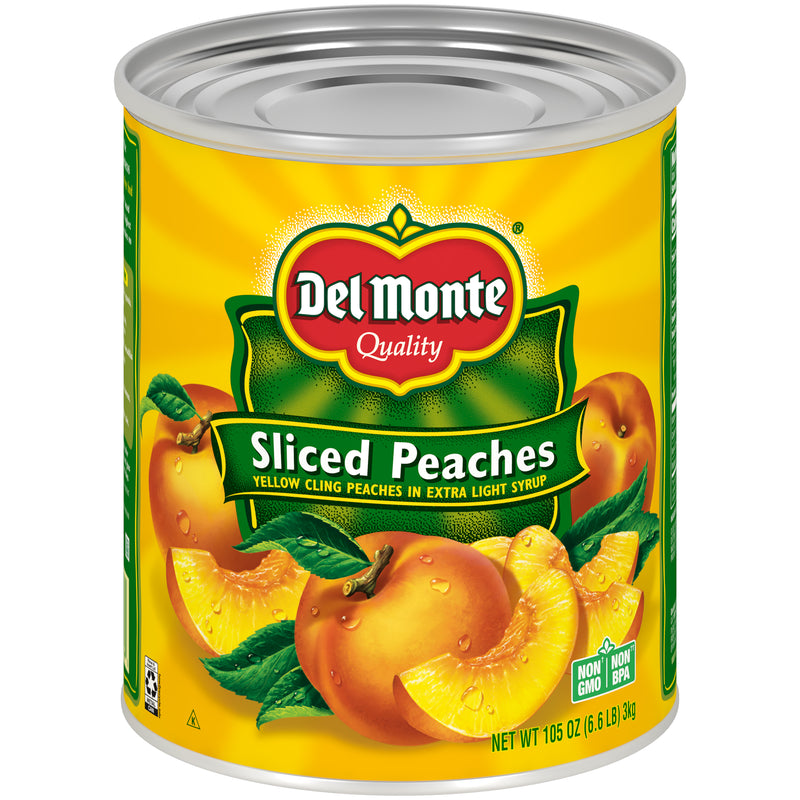 Del Monte® Quality Lite Sliced Peaches Can 105 Ounce Size - 6 Per Case.