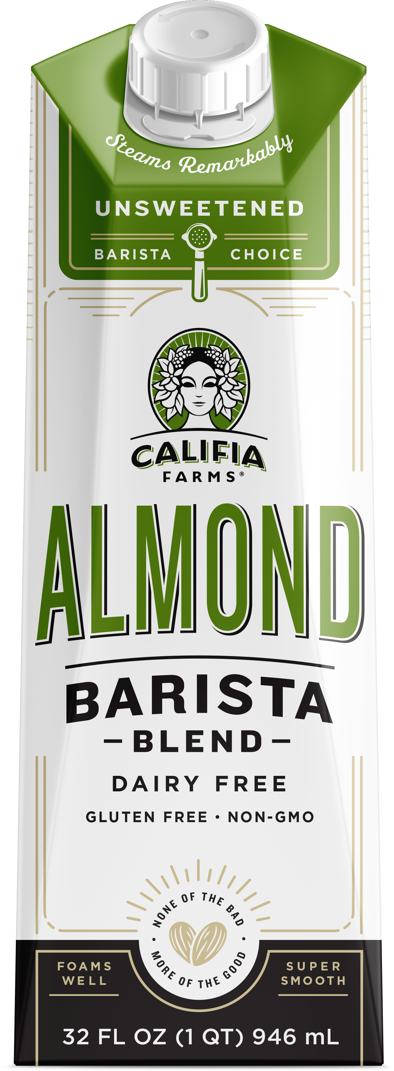 Califia Farms Unsweetened Almond Barista Blend Almond Milk 32 Fluid Ounce - 6 Per Case.
