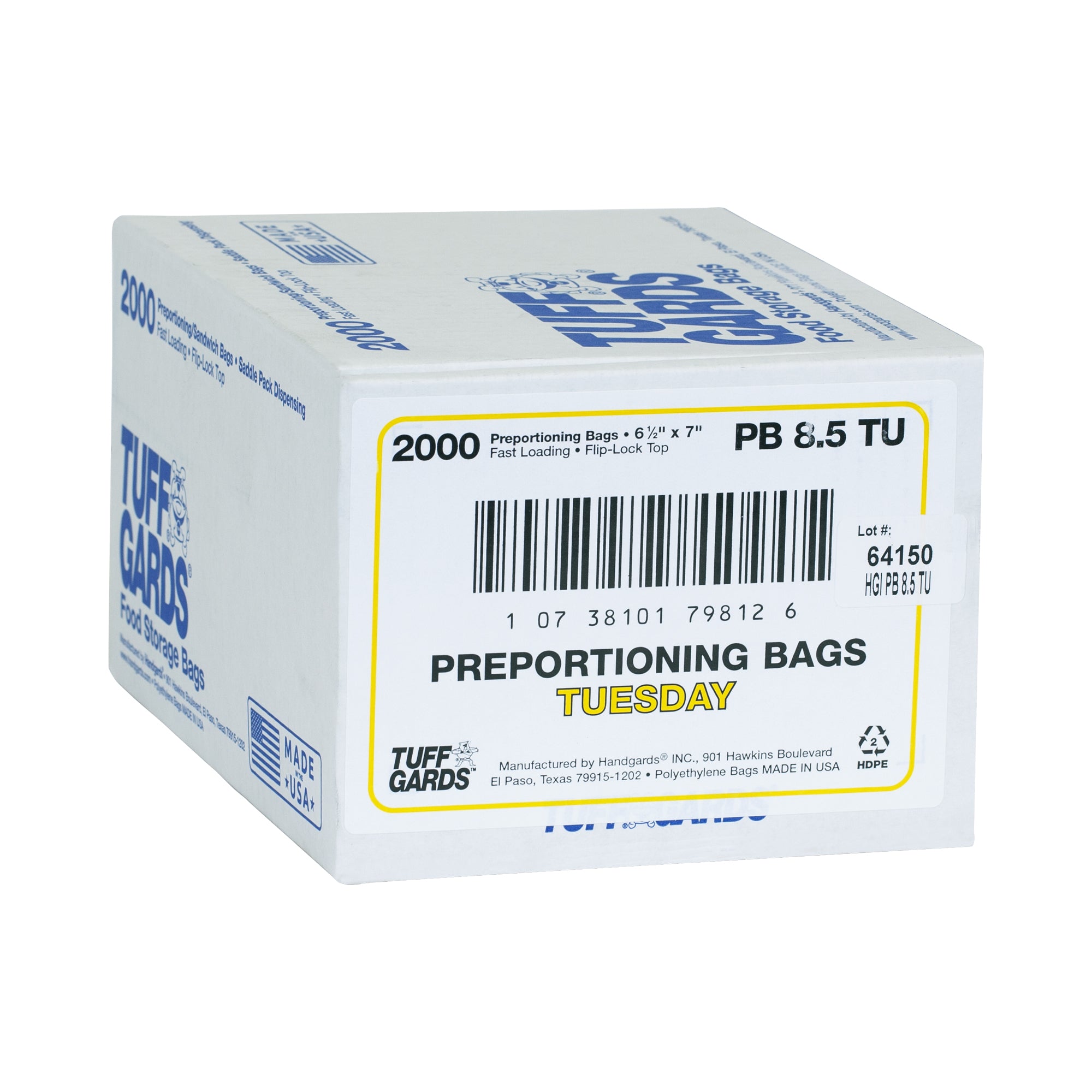 Bag High Density Saddle Preportion Bag Printed Yellow Tuesday 2000 Each - 1 Per Case.