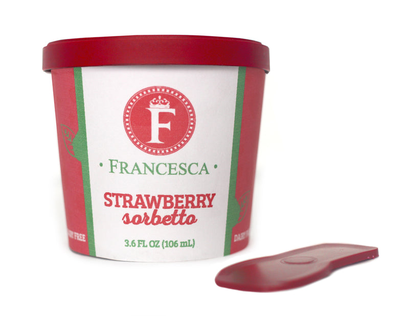 Francesca Strawberry Mini Cup Sorbet 48 Count Packs - 1 Per Case.