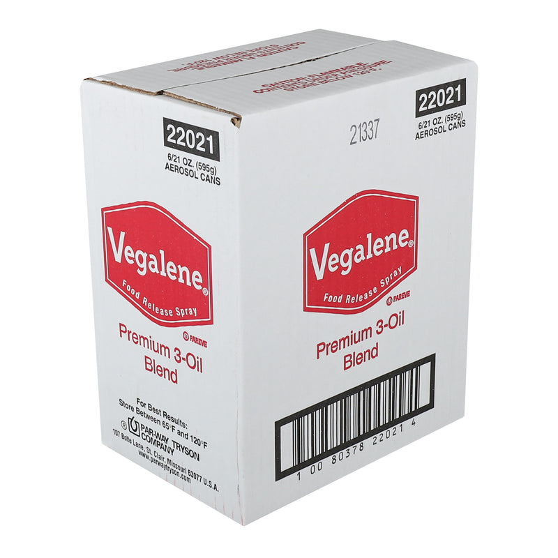 Vegalene Premium Oil Blend Food Release Panspray Aerosol 21 Ounce Size - 6 Per Case.