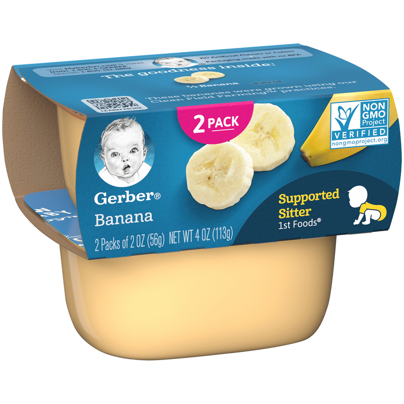(2 Pack of 2 Oz) Gerber 1st Foods Banana Baby Food 4 Ounce Size - 8 Per Case.