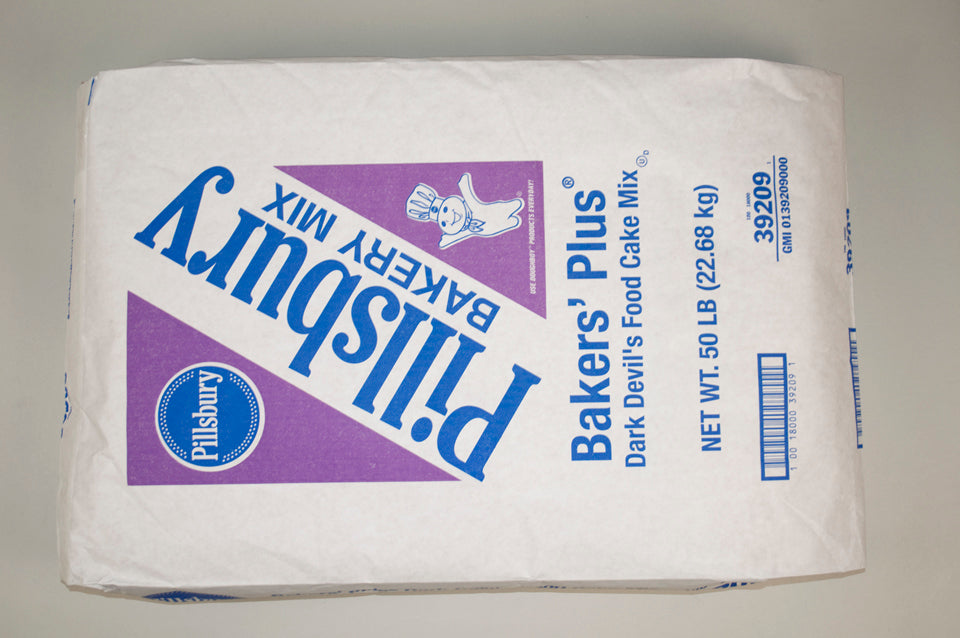 Pillsbury™ Bakers' Plus™ Cake Mix Darkdevil's Food 50 Pound Each - 1 Per Case.