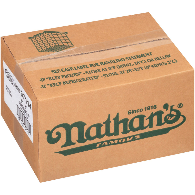 Nathan's Famous Beef Frank Skinless 6" 40 Each - 1 Per Case.